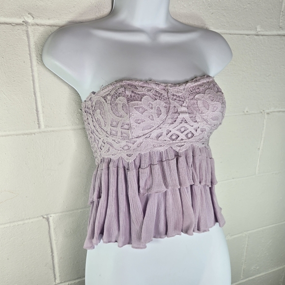 Free People One Adella Corset Cami Lilac Lace Strapless Top - Picture 5 of 11